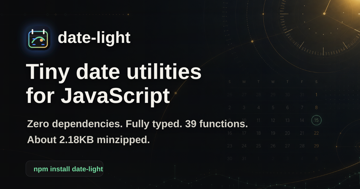 Show GN: date-light — 3.11KB TypeScript 날짜 유틸리티 라이브러리